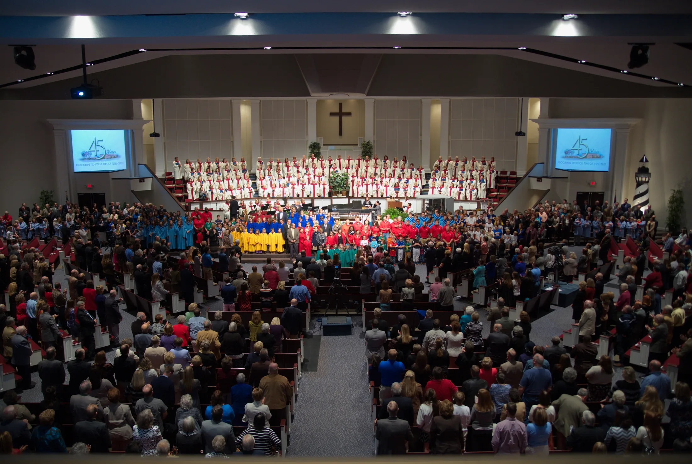 A packed Florence Baptist Temple sanctuary during the church’s 45th-anniversary service