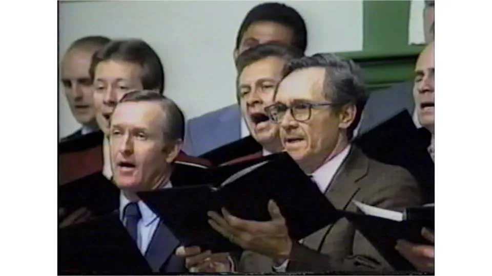 Historic television image from the Florence Baptist Temple broadcast