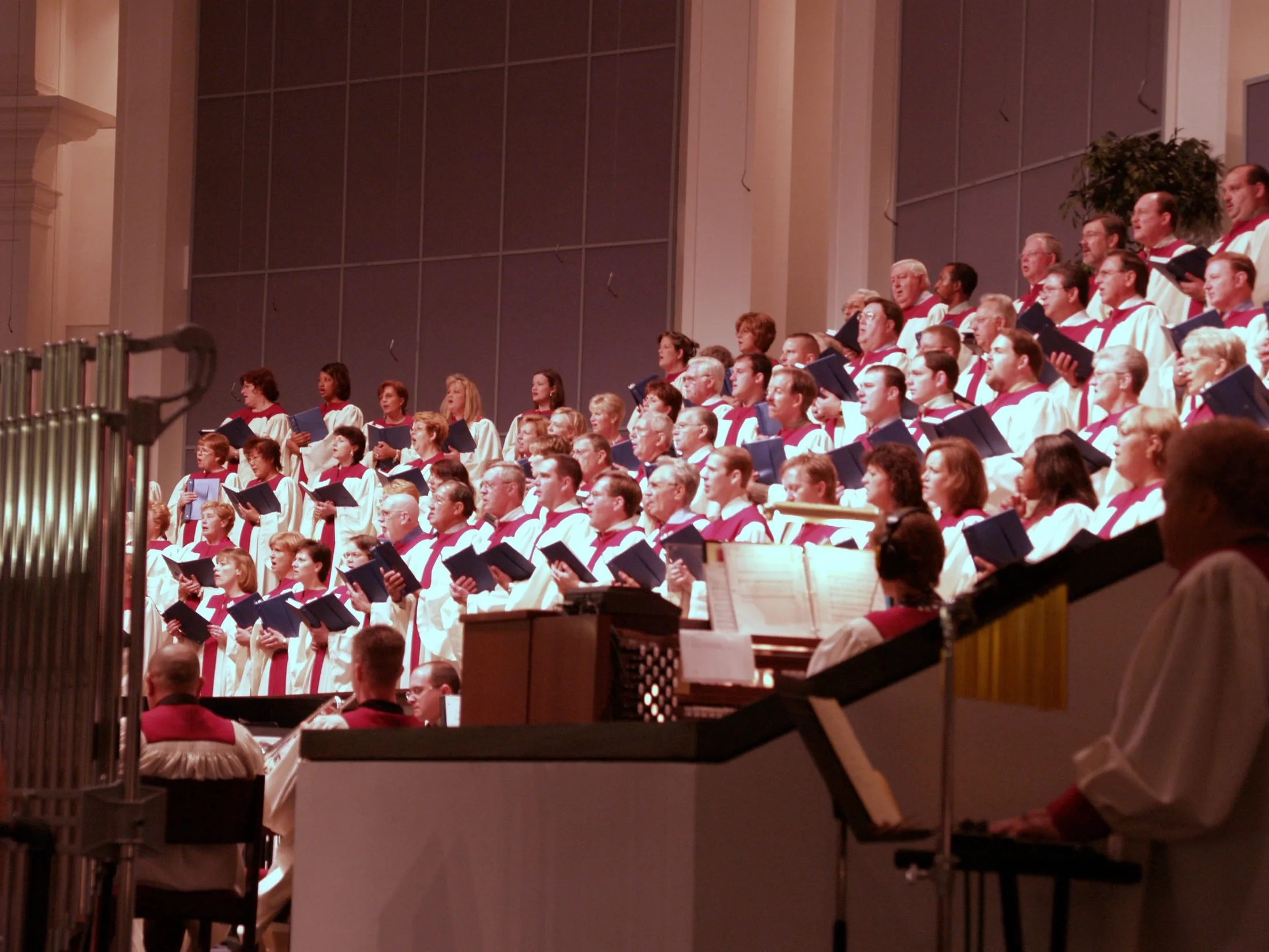 The Florence Baptist Temple choir singing in the sanctuary